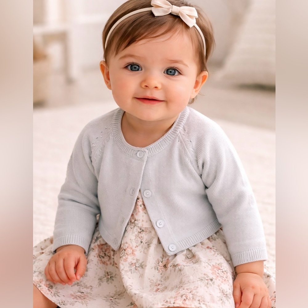 GAP Baby Girl Light Blue Knit Sweater size 12-18 months Eastern 100% Cotton